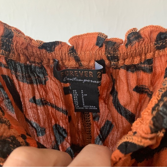 5/$20 💥 Tiger orange tan ruffle tank top string straps f21 af3 s contemporary - Picture 3 of 4